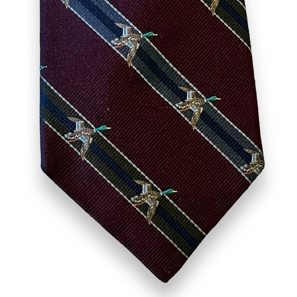 Vintage Briar Mallard Duck Striped Tie 100% Silk Made in England Preppy Classic - Picture 2 of 8